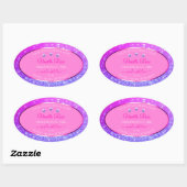 ピンクパープルグリッター製品ラベルRhinestones 楕円形シール (シート)