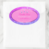 ピンクパープルグリッター製品ラベルRhinestones 楕円形シール (バッグ)