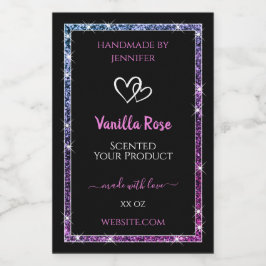 ピンクパープルグリッター製品包装ラベルブラック フードラベル