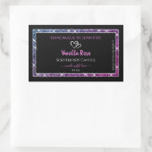 ピンクパープルグリッター製品包装ラベルブラック 長方形シール (バッグ)