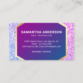 ピンクパープルグリッター金ゴールド爪、 ネイルポーランドマニキュリスト 名刺 (裏面)