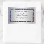 ピンクパープルグリッター銀製品包装ラベル 長方形シール (バッグ)