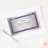 ピンクパープルグリッター銀製品包装ラベル 長方形シール (封筒)