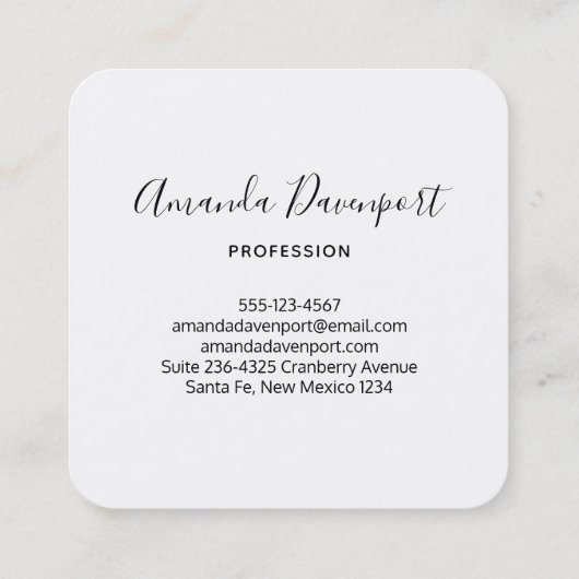 ピンクパープルグリーンウォーター色のフローラ縁ど スクエア名刺 (裏面)