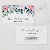 ピンクパープルグリーンウォーター色のフローラ縁ど 名刺 (正面/裏面)