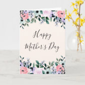 ピンクパープルグリーンウォーター色フローラ母の日 カード (黄色い花)