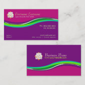ピンクパープルグリーンカーブビジネスカード 名刺 (正面/裏面)