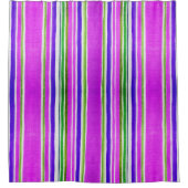 ピンクパープルグリーントレンディーストライプの生地のテクスチャ シャワーカーテン (正面)