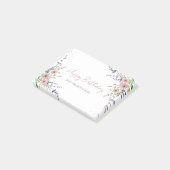 ピンクパープルグリーンフローラ水彩ハッピーバースデー ポストイット (アングル)