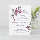 ピンクパープルグリーンフローラ結婚クリスチャン 招待状 (スタンド正面)