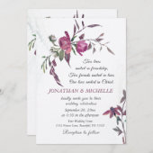 ピンクパープルグリーンフローラ結婚クリスチャン 招待状 (正面/裏面)