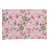 ピンクパープルグリーンフローラ緑エレガント 枕カバー (正面右)