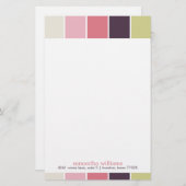 ピンクパープルグリーンモダン装飾色ブロック 便箋 (正面/裏面)