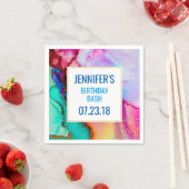 ピンクパープルグリーン大理石抽象芸術水彩 スタンダードカクテルナプキン (インサイチュ)