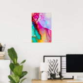 ピンクパープルグリーン大理石抽象芸術水彩 ポスター (ホームオフィス)