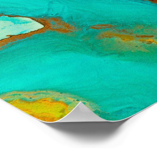 ピンクパープルグリーン大理石抽象芸術水彩 ポスター (角)