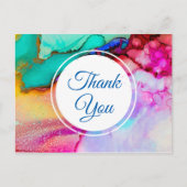 ピンクパープルグリーン大理石抽象芸術水彩 ポストカード (正面)