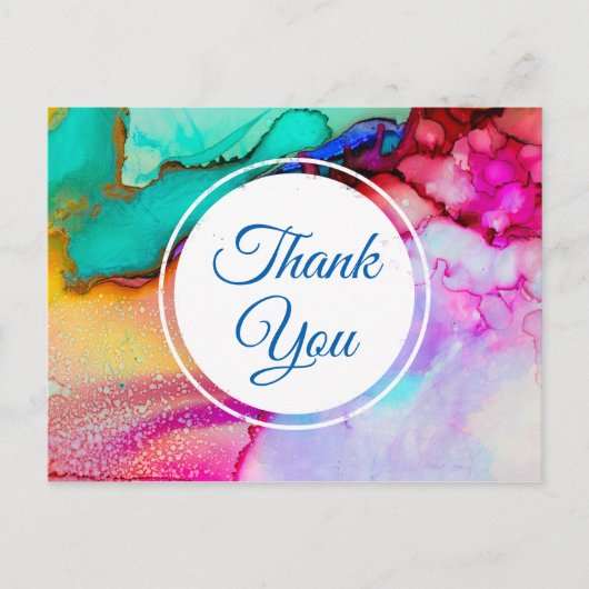 ピンクパープルグリーン大理石抽象芸術水彩 ポストカード (正面)