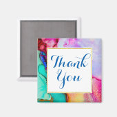 ピンクパープルグリーン大理石抽象芸術水彩 マグネット (正面/裏面)