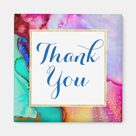 ピンクパープルグリーン大理石抽象芸術水彩 マグネット (正面)