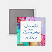 ピンクパープルグリーン大理石抽象芸術水彩 マグネット (正面/裏面)