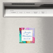 ピンクパープルグリーン大理石抽象芸術水彩 マグネット (インサイチュ (食洗機))