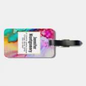 ピンクパープルグリーン大理石抽象芸術水彩 ラゲッジタグ (裏面横)
