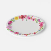 ピンクパープルグリーン春の花フローラ モダン ペーパープレート (アングル)