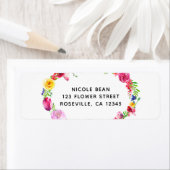 ピンクパープルグリーン春の花フローラ モダン ラベル (インサイチュ)