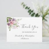 ピンクパープルグリーン結婚フローラサンキューカード サンキューカード (スタンド正面)
