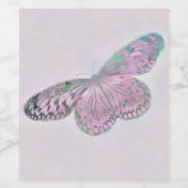 ピンクパープルグリーン絵画バタフライ ワインラベル (シングルラベル)