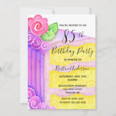ピンクパープルケーキフローラ85thバースデーパーティー 招待状 (正面)