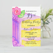 ピンクパープルケーキフローラ95thバースデーパーティー 招待状 (スタンド正面)
