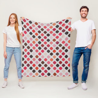 ピンクパープルコーラルレッドラウンドスクウェアArt Pattern フリースブランケット