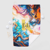 ピンクパープルゴールデンカスタムモノグラム ゴルフタオル (インサイチュ)