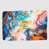 ピンクパープルゴールデンカスタムモノグラム ゴルフタオル (横)