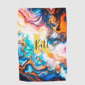 ピンクパープルゴールデンカスタムモノグラム ゴルフタオル (正面)