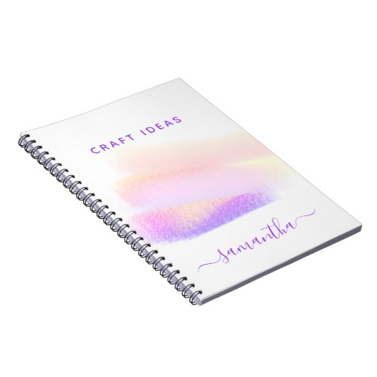ピンクパープルゴールデンブラシストローク名クラフトアイディア ノートブック (右側)