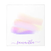 ピンクパープルゴールデンブラッシュストローク芸術的クリエイティブ ノートパッド (正面)