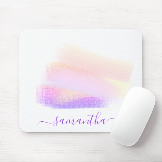 ピンクパープルゴールデンブラッシュストローク芸術的クリエイティブ マウスパッド (マウス)