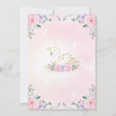 ピンクパープルゴールド スワン プリンセス 誕生日パーティー 招待状 (裏面)