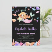 ピンクパープルザシーマーメイド誕生日 招待状 (スタンド正面)