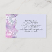 ピンクパープルシルバーフローラグリッターフェミニントレンディー 名刺 (裏面)