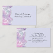 ピンクパープルシルバーフローラグリッターフェミニントレンディー 名刺 (正面/裏面)