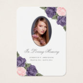 ピンクパープルシルバーメモリアル葬儀祈りの言葉カード (正面)