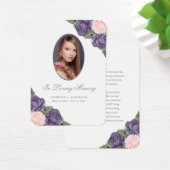 ピンクパープルシルバーメモリアル葬儀祈りの言葉カード (デスク)