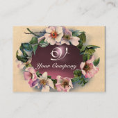 ピンクパープルジェムストーンモノグラムを有する野生バラ 名刺 (裏面)