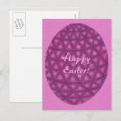ピンクパープルジオメトリックハッピーイースター卵はがき シーズンポストカード (正面/裏面)