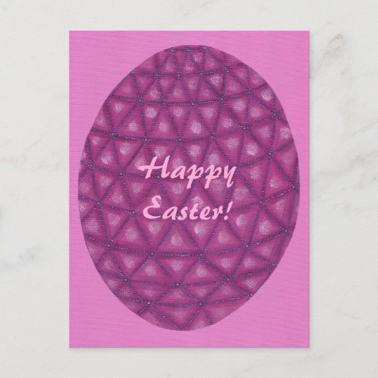 ピンクパープルジオメトリックハッピーイースター卵はがき シーズンポストカード (正面)