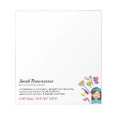 ピンクパープルジャニクルカートゥーンクリーニングマーケティング ノートパッド (正面)